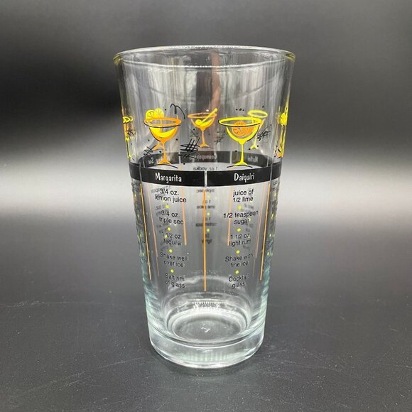 Vintage Cocktail Glass Vintage MCM Mixing Retro Recipes Libbey Orange Yellow - Picture 3 of 8